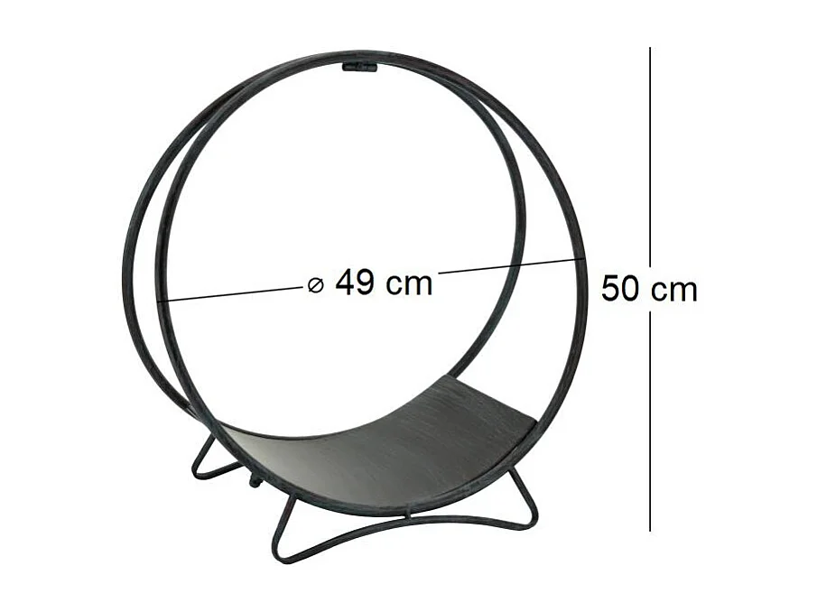 Runder Holzkorb aus gealtertem Metall