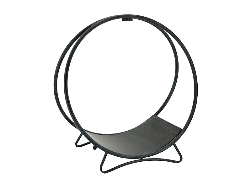 Runder Holzkorb aus gealtertem Metall