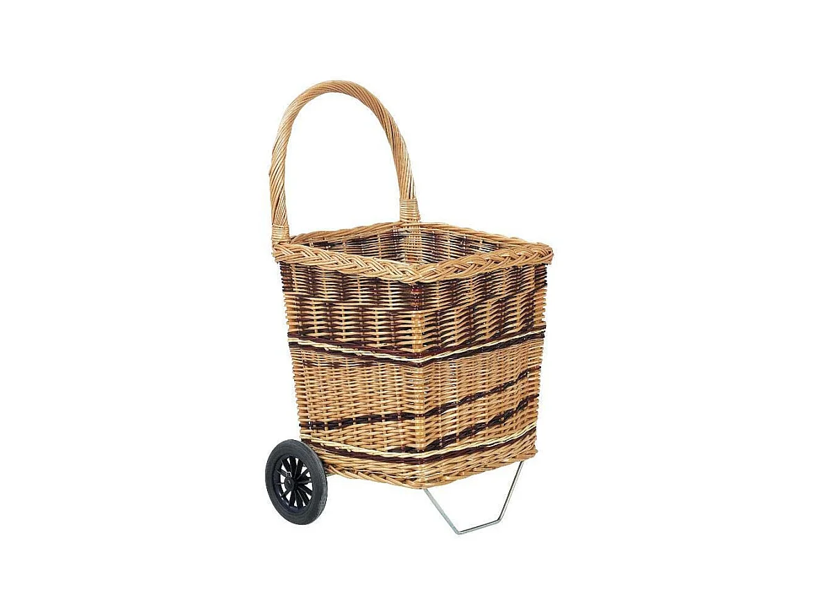 Chariot à bûches en osier Bicolore