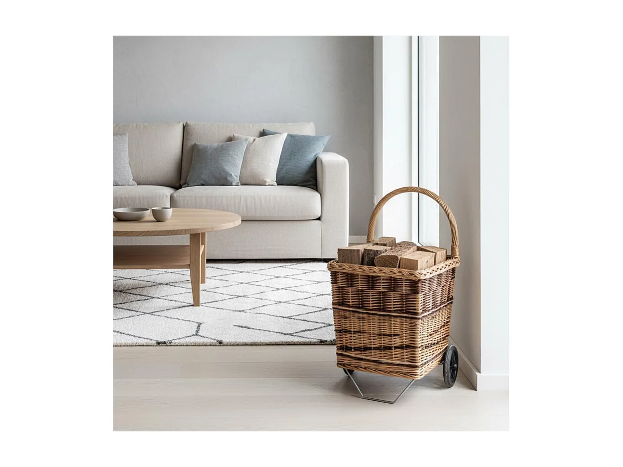 Chariot à bûches en osier Bicolore