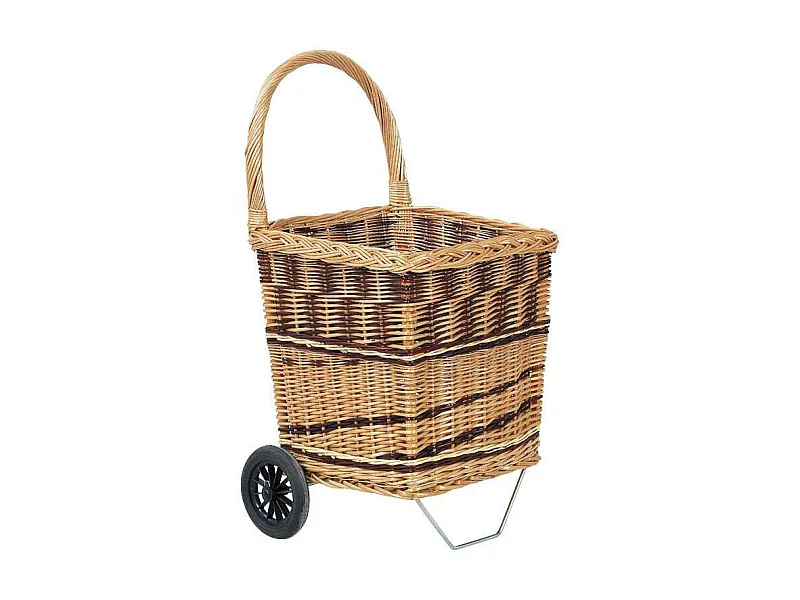 Chariot à bûches en osier Bicolore