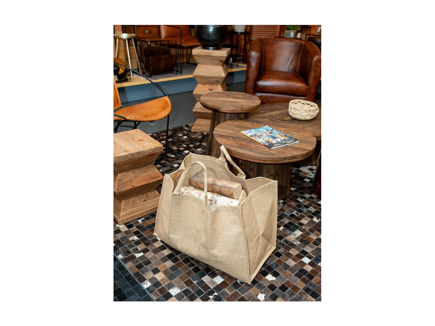 Sac à bûches en jute