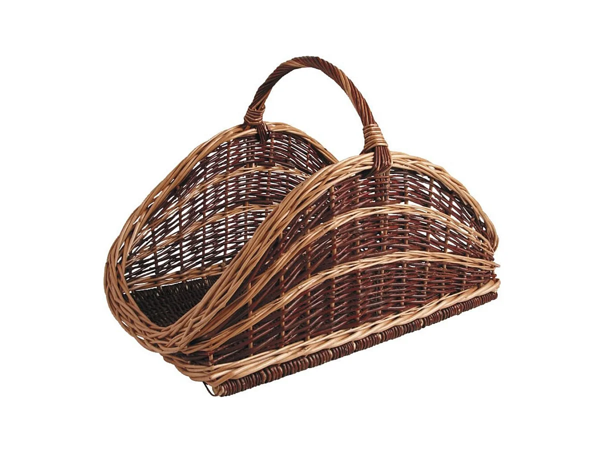 Panier à bûches en osier brut et buff