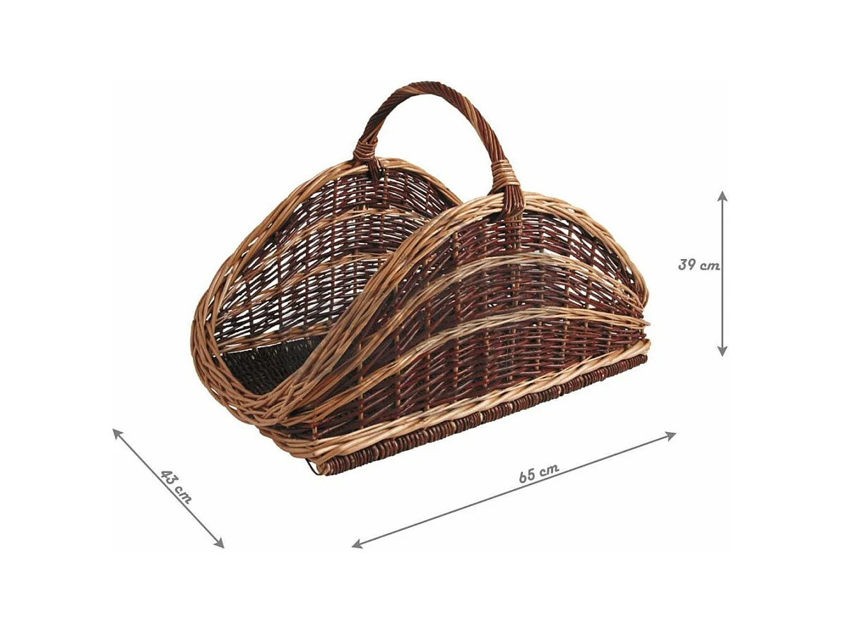 Panier à bûches en osier brut et buff