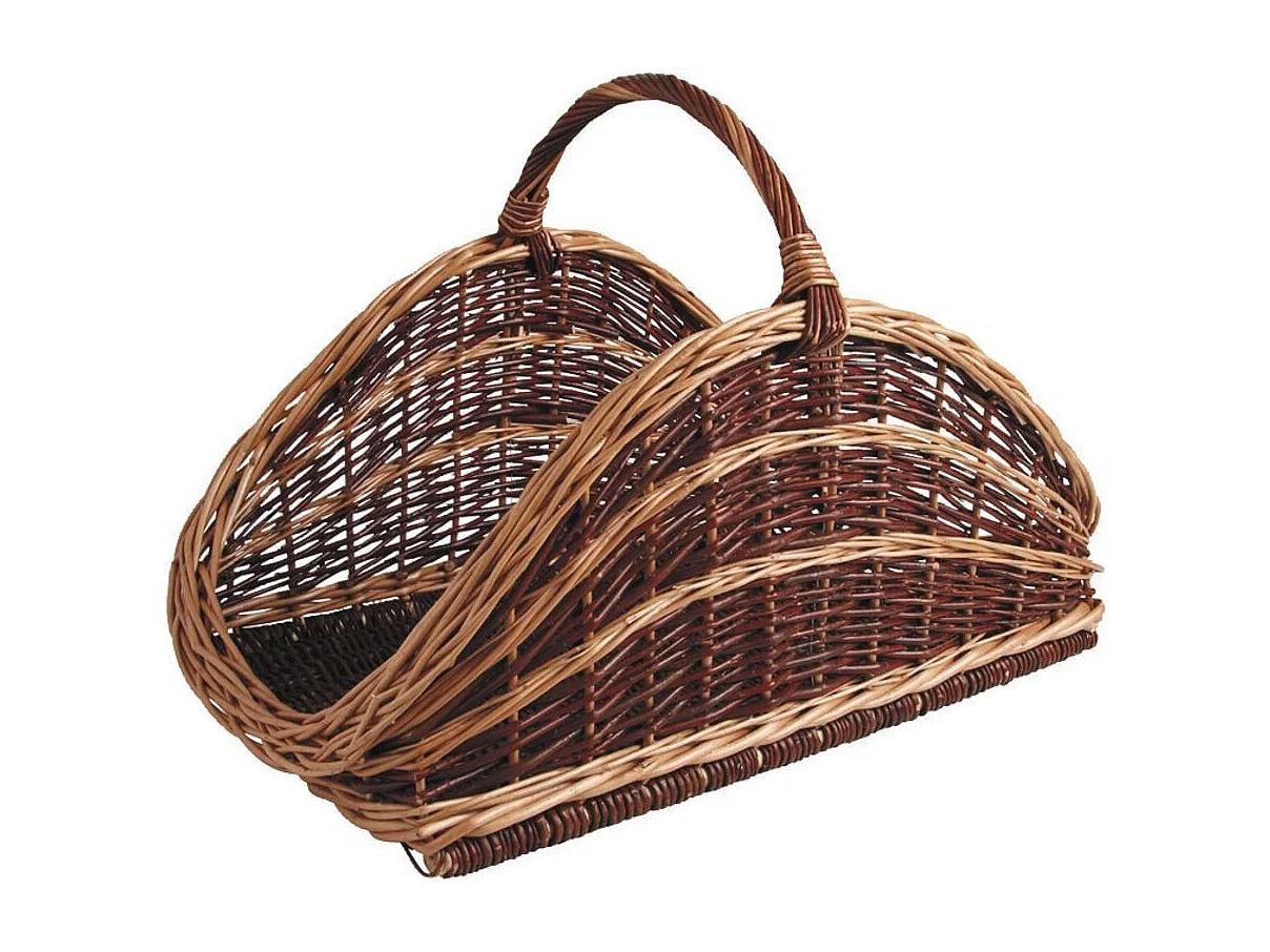 Panier à bûches en osier brut et buff