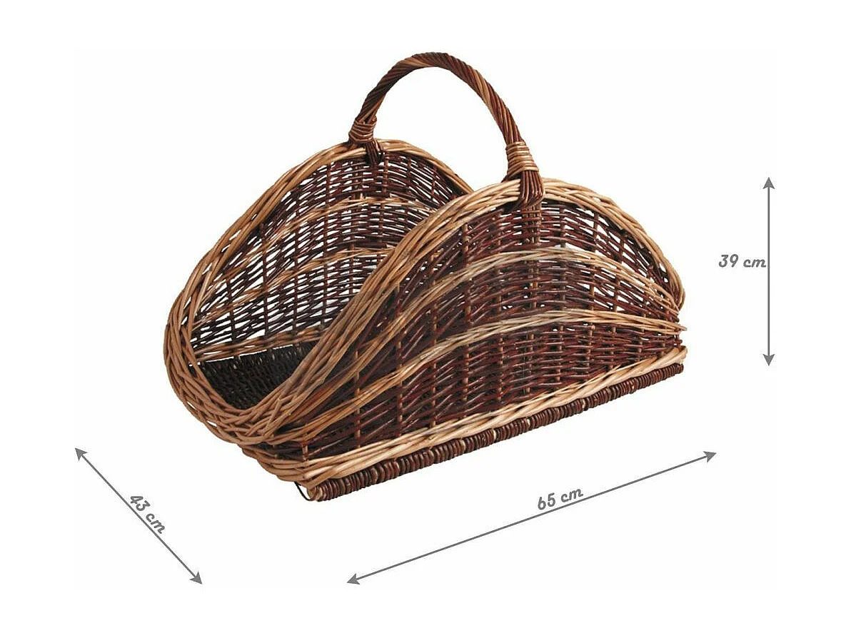 Panier à bûches en osier brut et buff