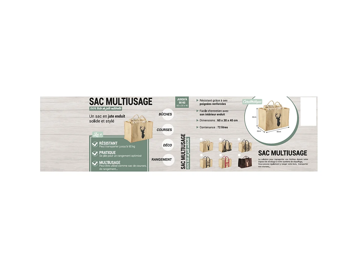 Sac à bûches en jute