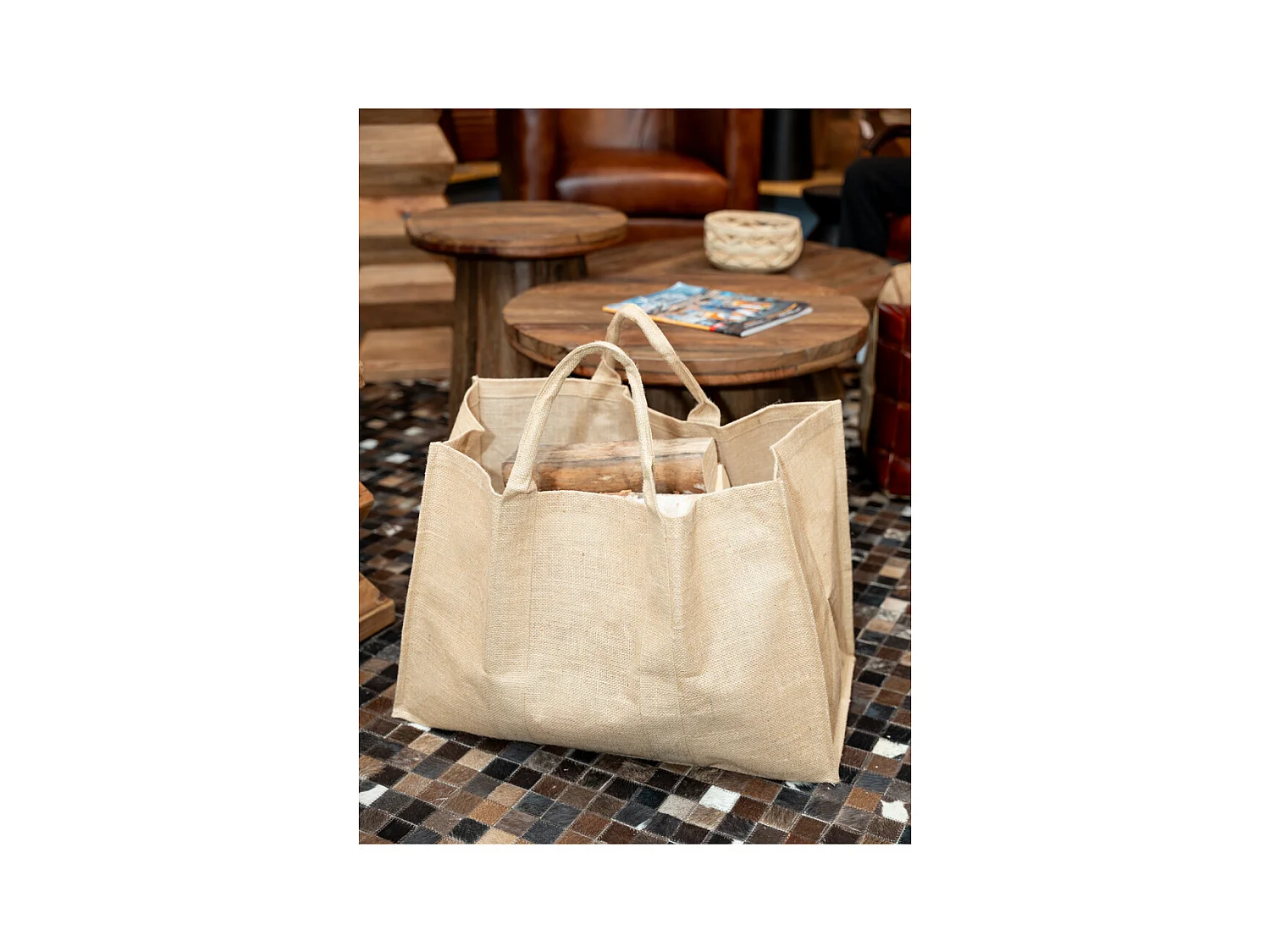Sac à bûches en jute