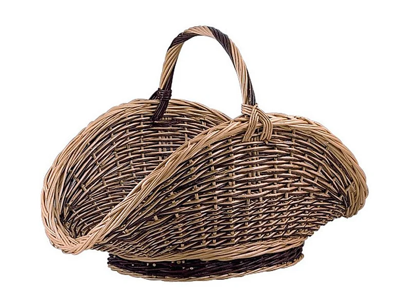 Panier à bûches en osier buff et brut