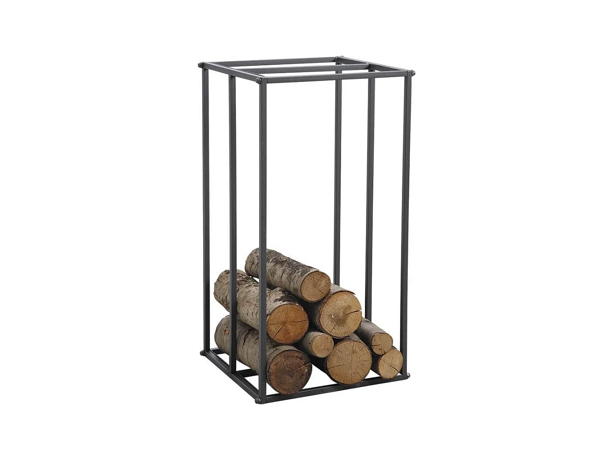 Rack à bûches vertical en métal gris