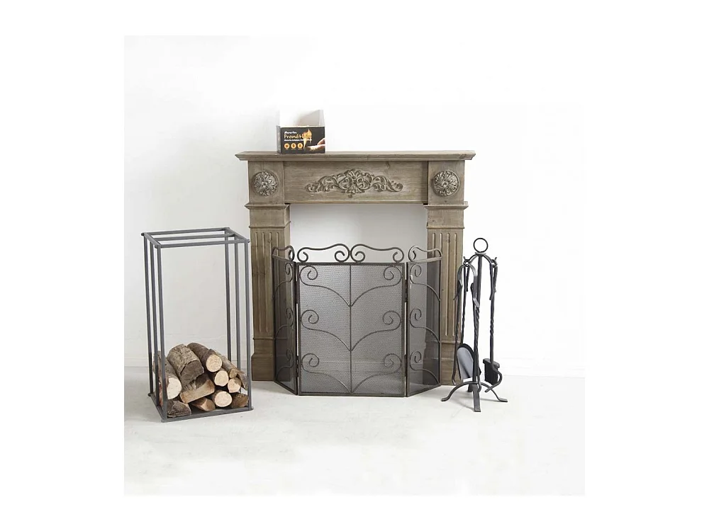 Rack à bûches vertical en métal gris