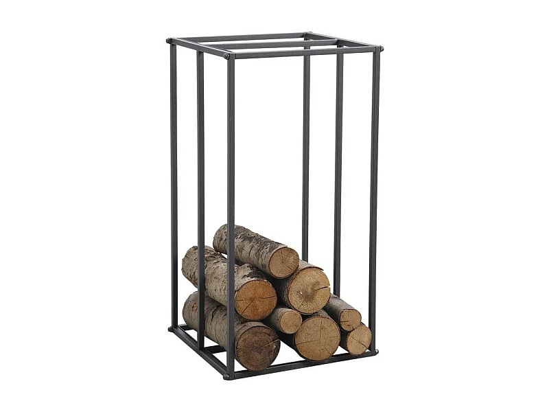 Rack à bûches vertical en métal gris