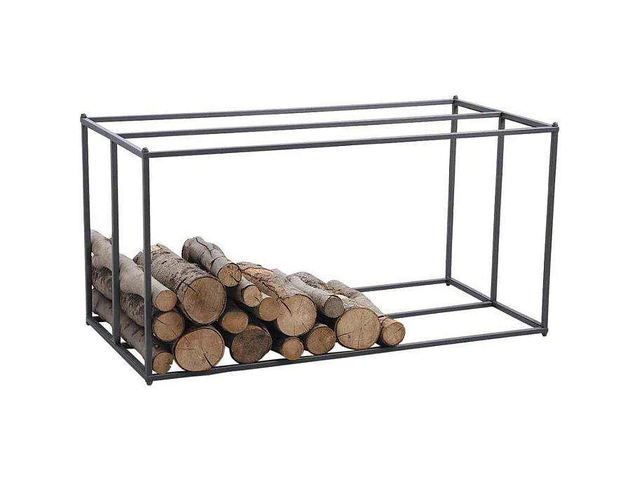 Porte-bûches horizontal en métal gris