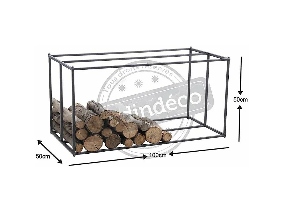 Porte-bûches horizontal en métal gris