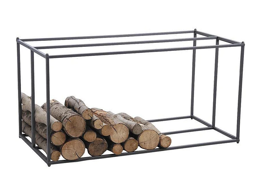 Horizontales Kaminholzregal aus grauen Metall