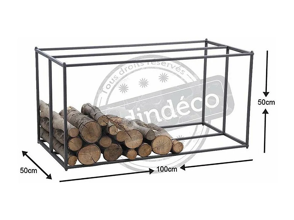 Horizontales Kaminholzregal aus grauen Metall