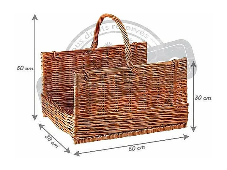 Panier à bûches en osier buff Grand modèle