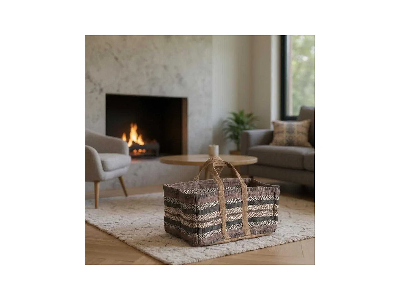 Sac à bûches en toile de jute épaisse Pampa