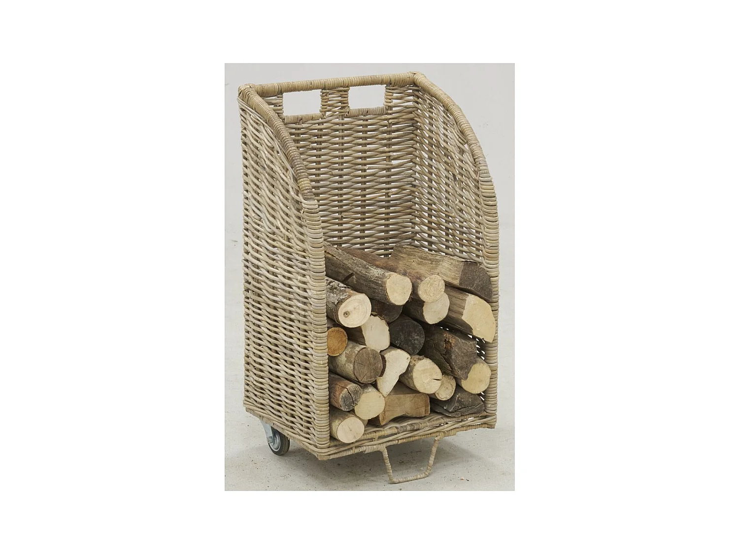Chariot à bûches en poelet gris Moyen modèle