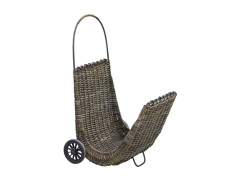 Chariot à bûches en poelet croco sur roulettes