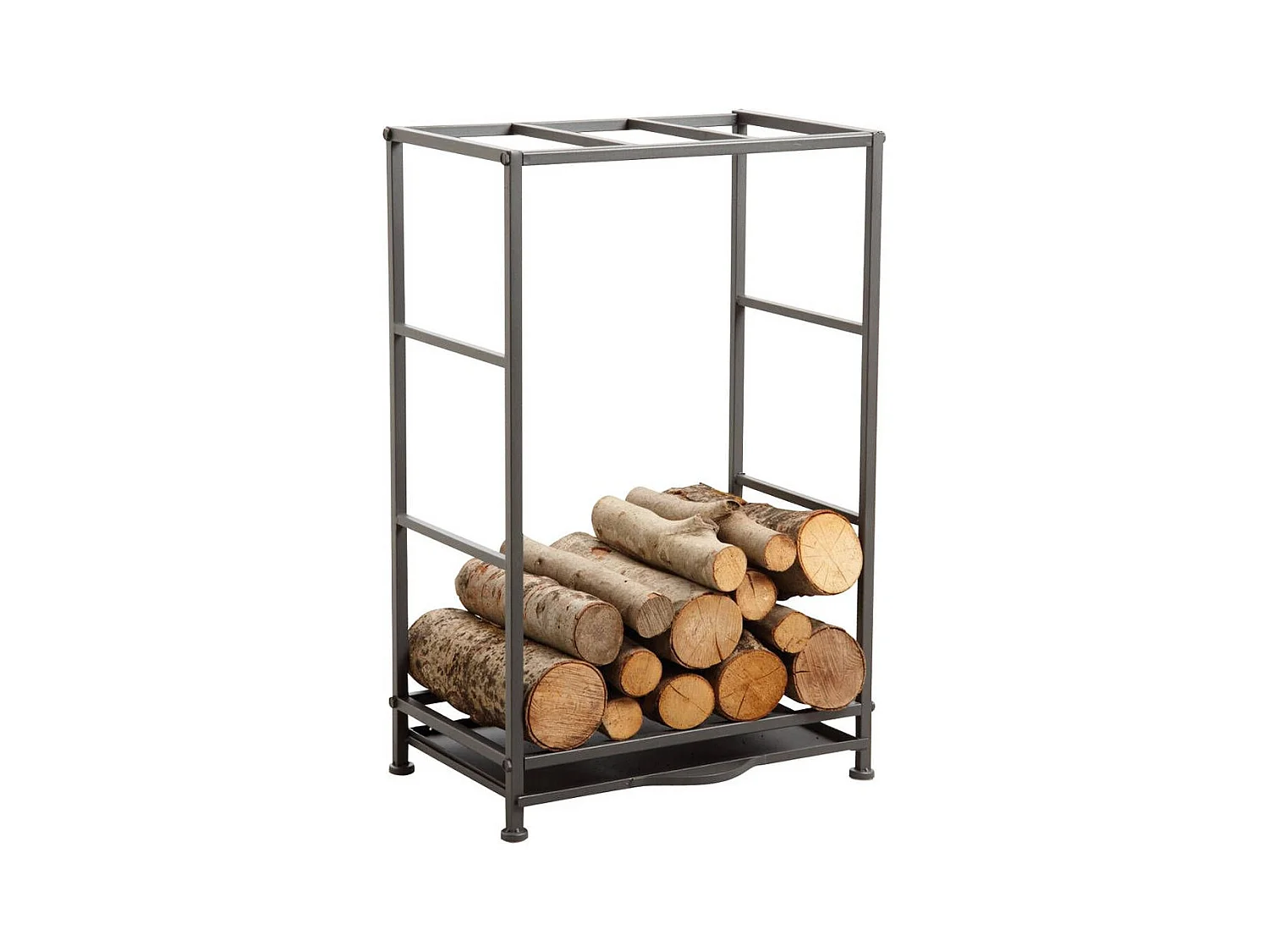 Rack porte-bûches en métal avec tiroir à poussière