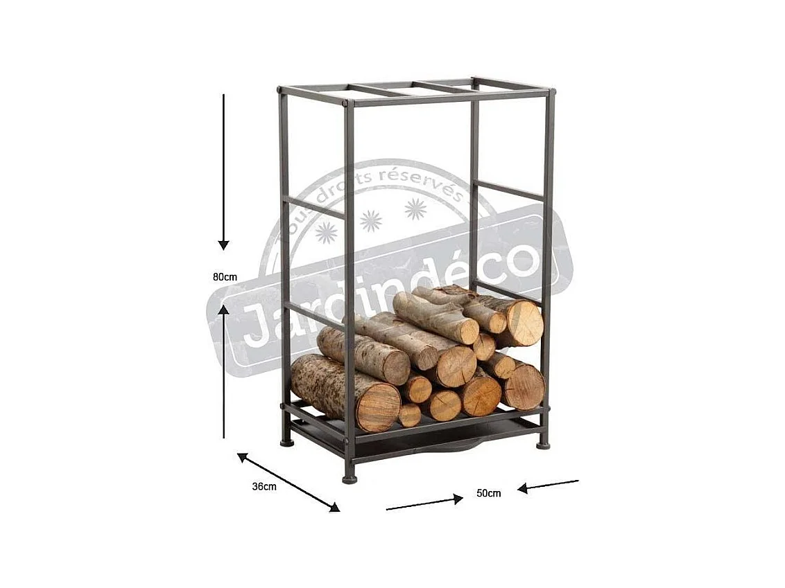 Rack porte-bûches en métal avec tiroir à poussière