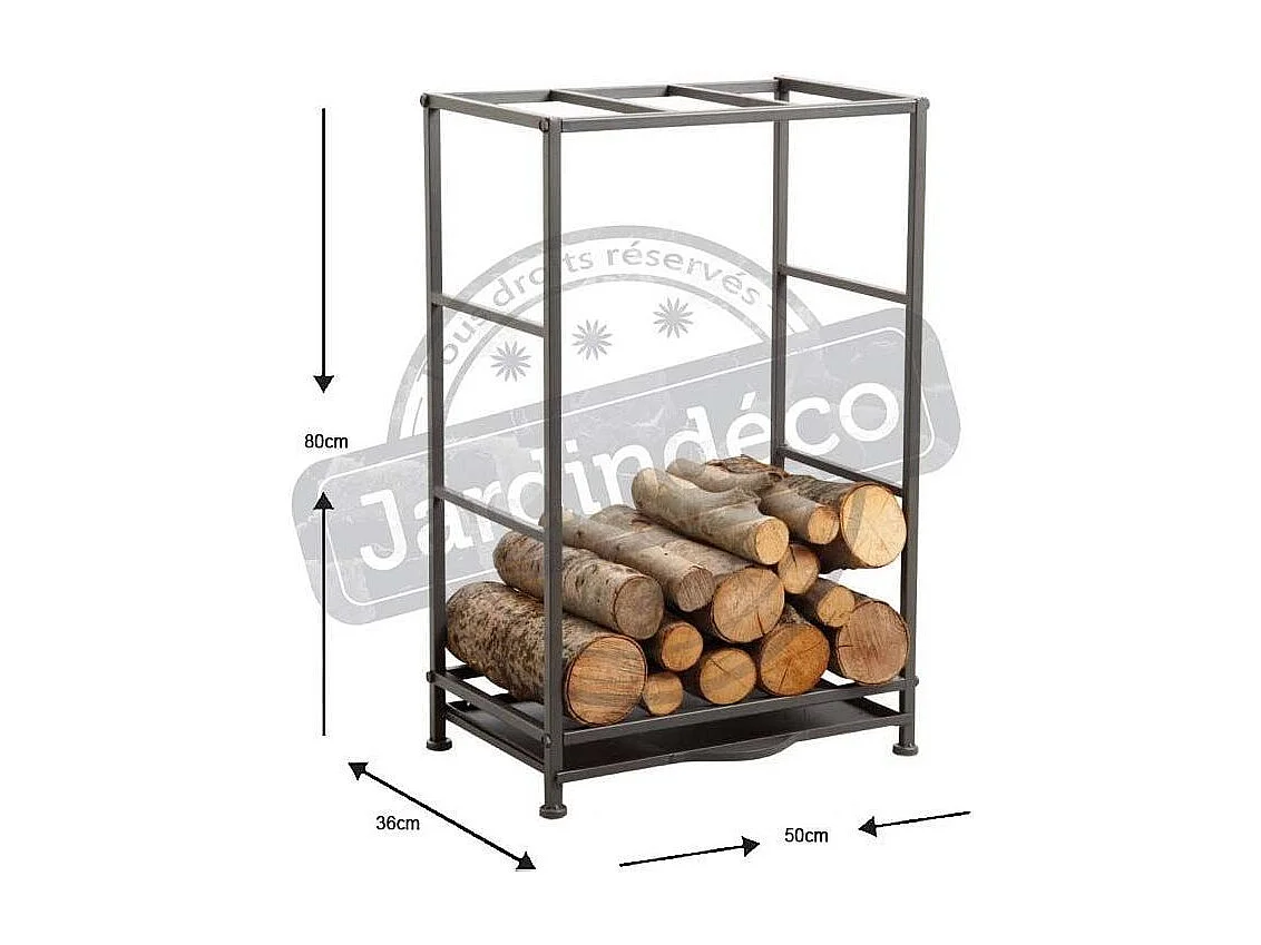 Rack porte-bûches en métal avec tiroir à poussière