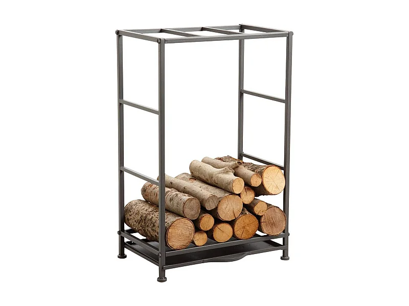 Rack porte-bûches en métal avec tiroir à poussière