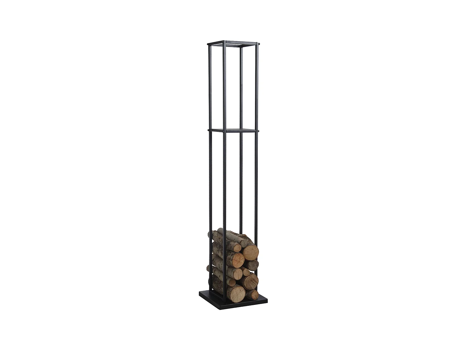 Grand rack à bûches en métal noir