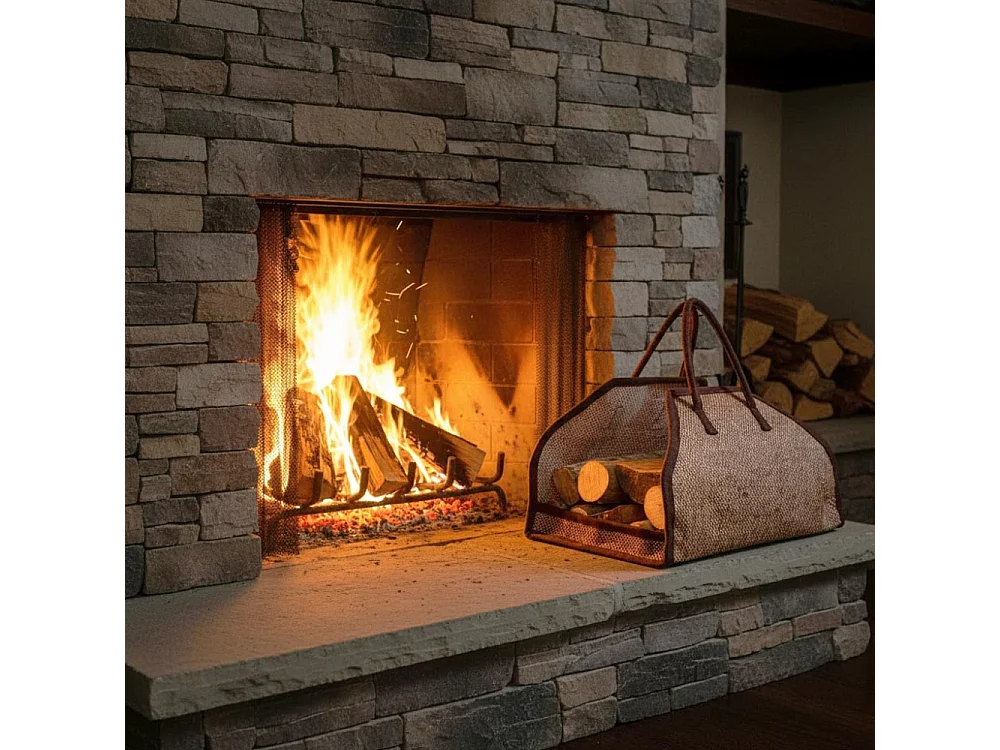 Sac à bûches en toile de jute renforcée