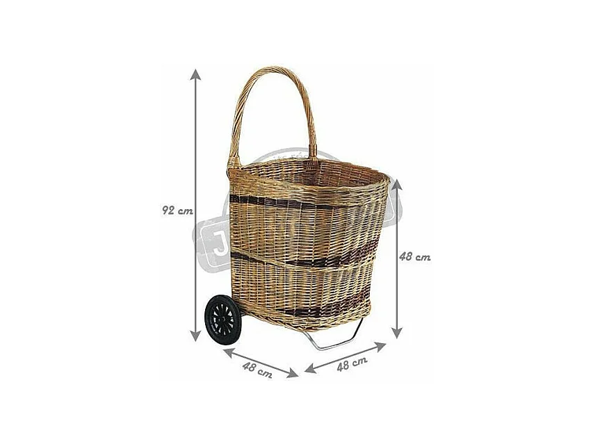 Chariot à bûches en osier sur roulettes 1
