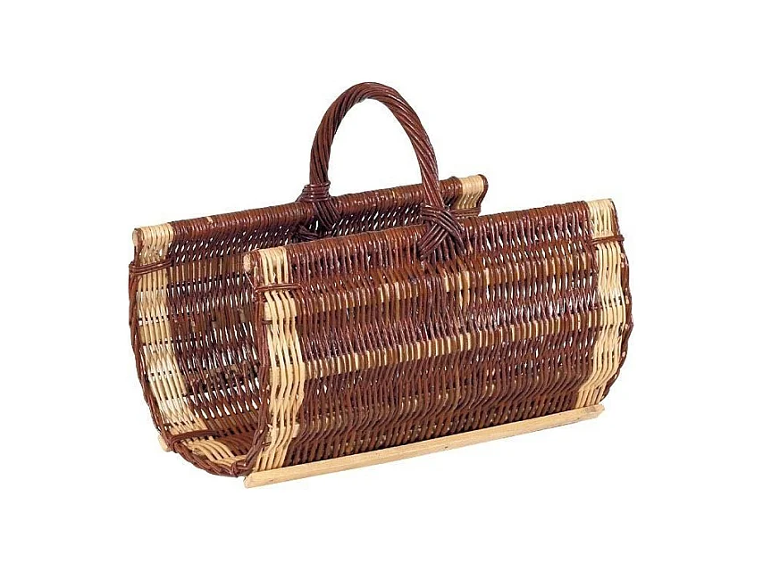 Panier à bûches en osier brut et écorcé