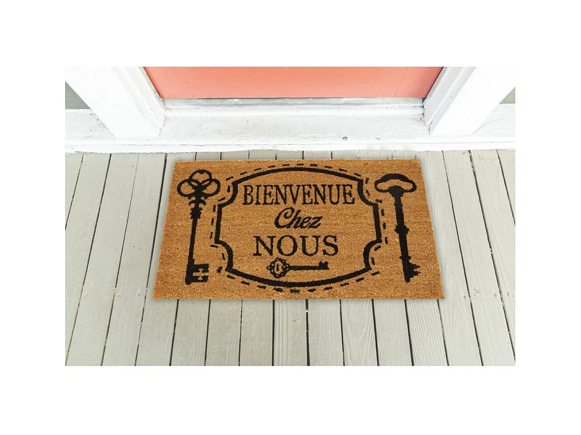 Paillasson coco intérieur extérieur 75 x 45 cm Clés bienvenue chez nous