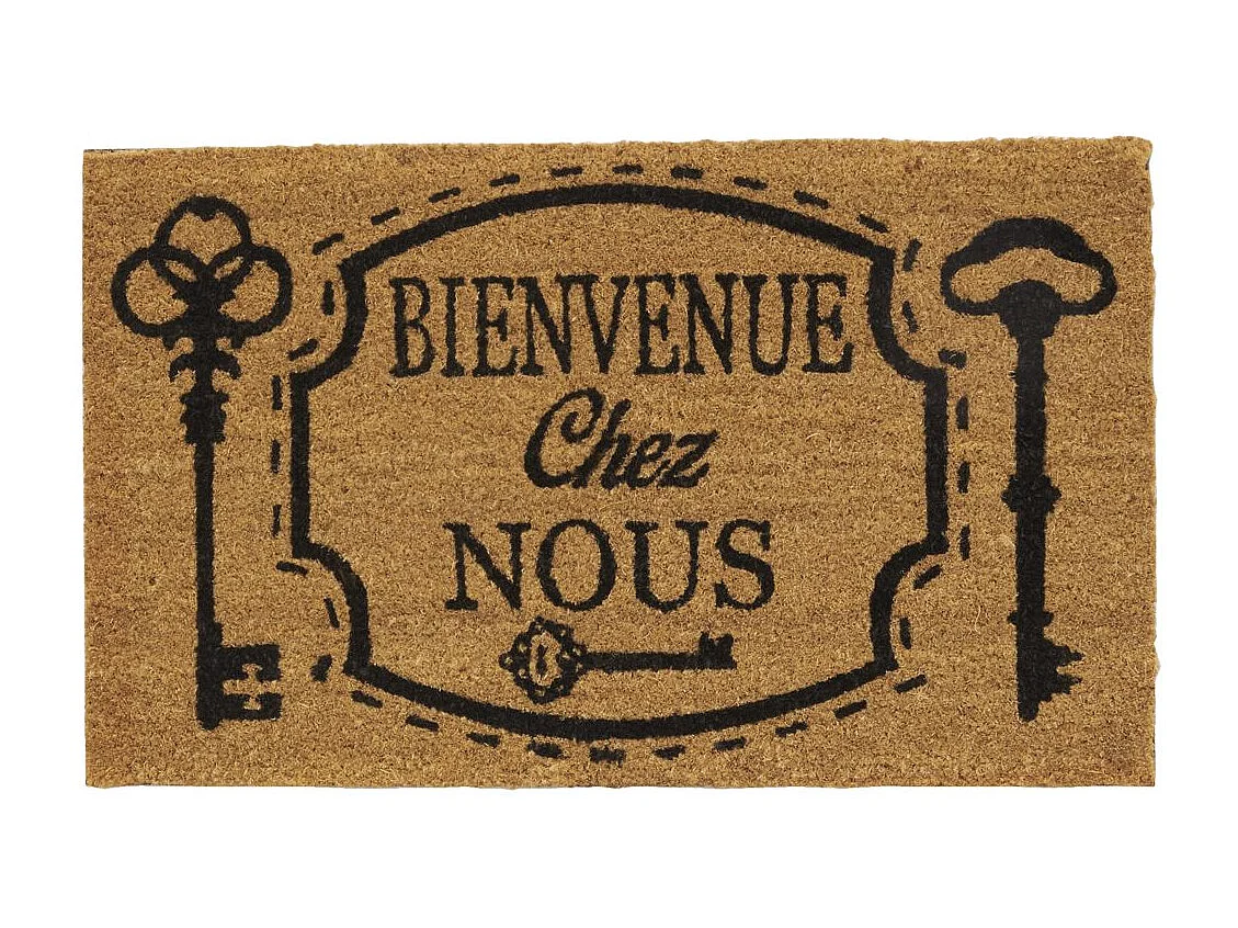 Paillasson coco intérieur extérieur 75 x 45 cm Clés bienvenue chez nous
