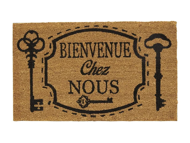 Paillasson coco intérieur extérieur 75 x 45 cm Clés bienvenue chez nous
