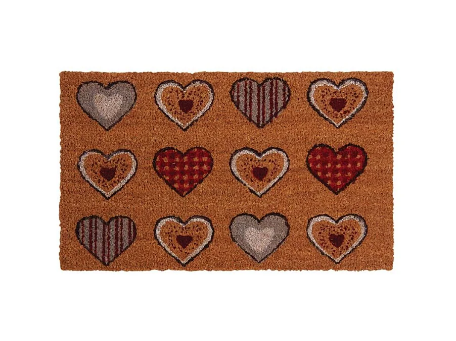 Paillasson coco intérieur extérieur 75 x 45 cm 12 coeurs