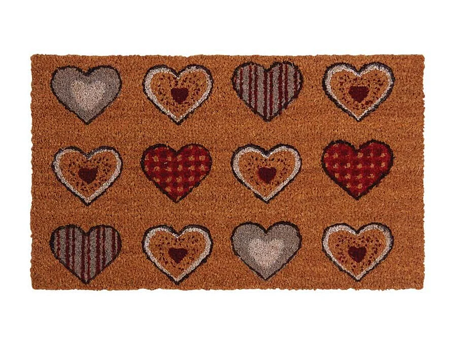 Paillasson coco intérieur extérieur 75 x 45 cm 12 coeurs