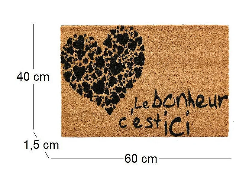 Paillasson en fibre de coco 60 x 40 cmi Le bonheur est ici