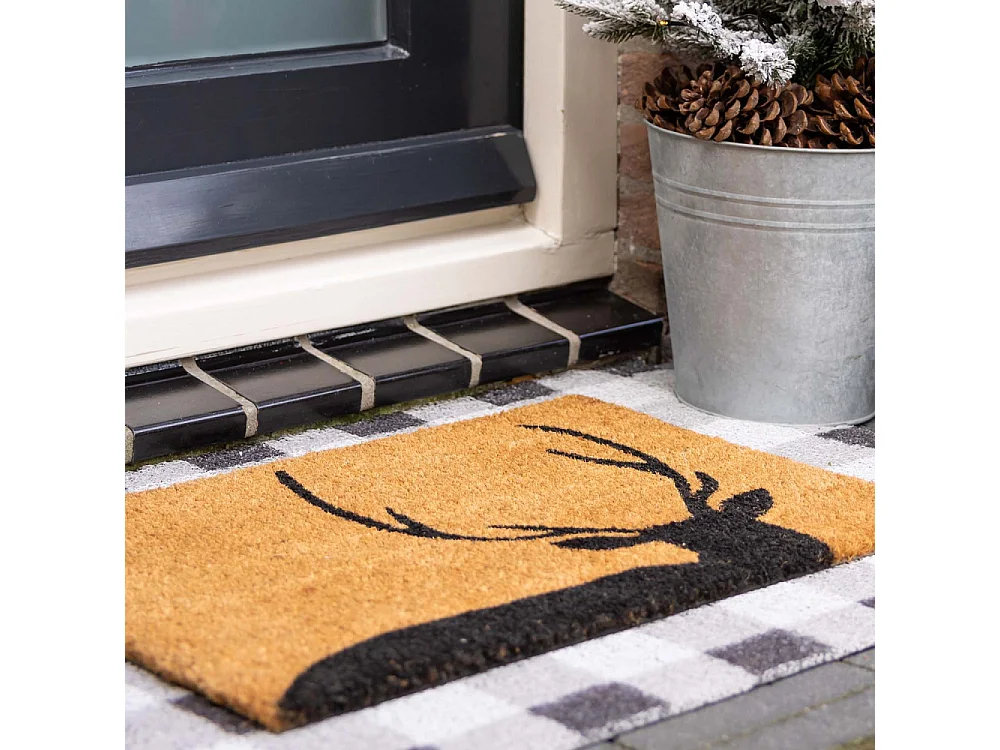 Paillasson en coco et PVC 60 x 40 cm Cerf