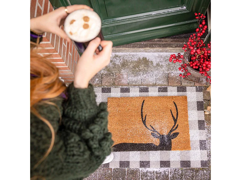 Paillasson en coco et PVC 60 x 40 cm Cerf
