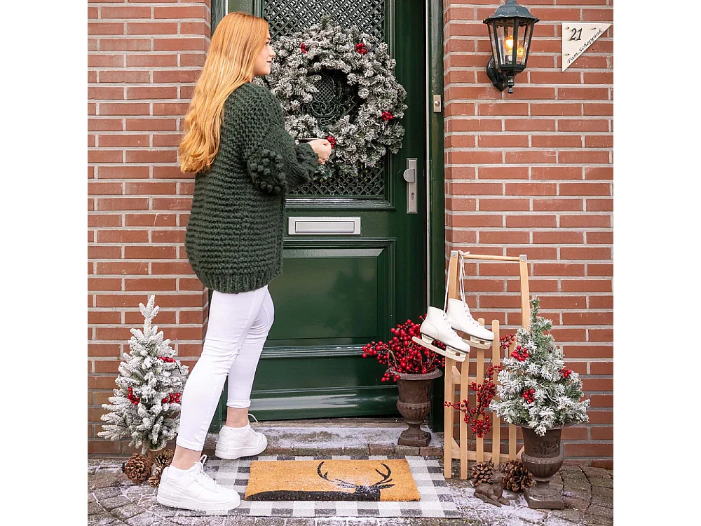 Paillasson en coco et PVC 60 x 40 cm Cerf