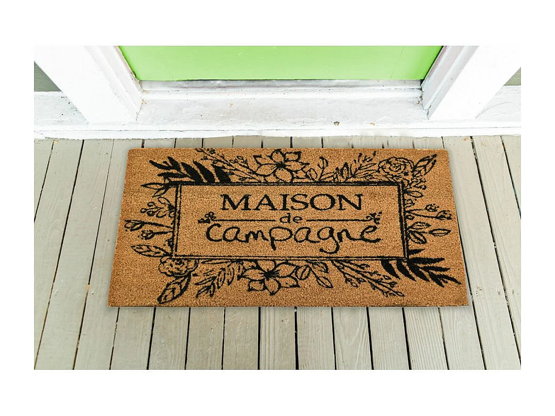 Paillasson coco intérieur extérieur 75 x 45 cm Maison de campagne