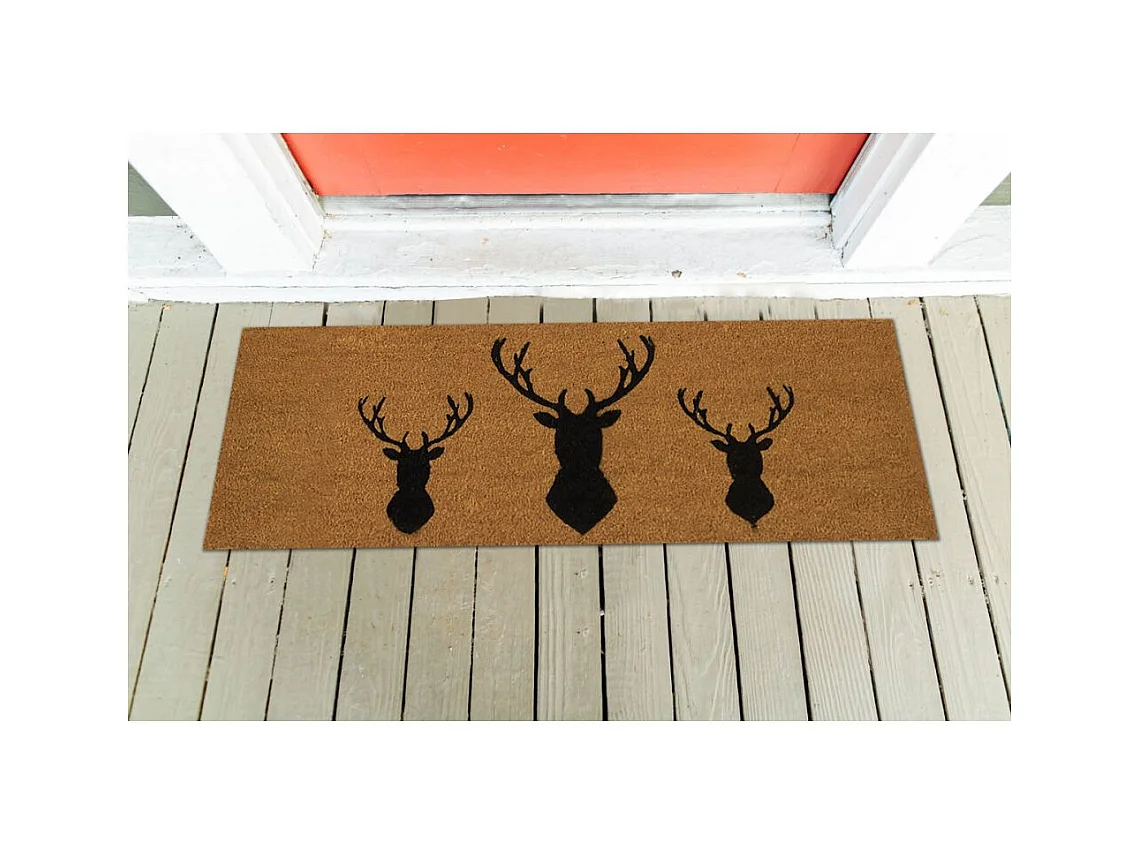 Paillasson grande taille en coco 120 x 40 cm 3 cerfs