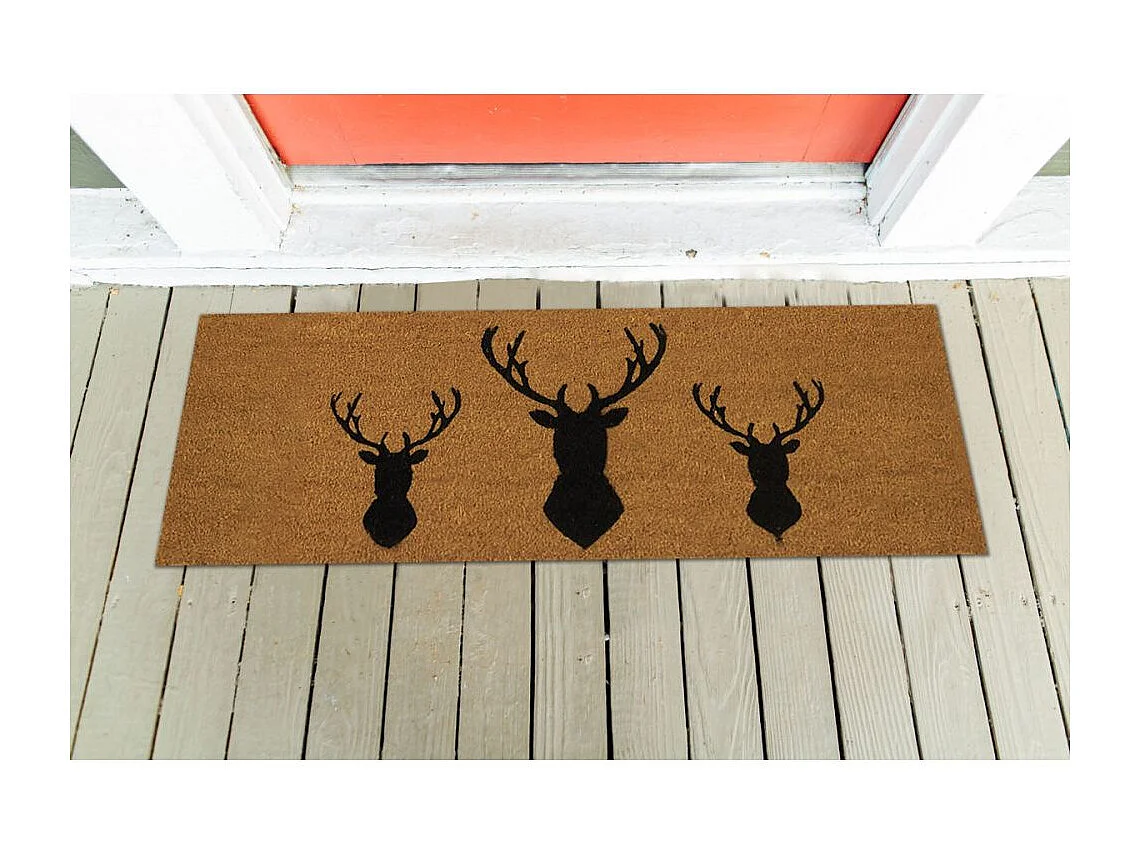 Paillasson grande taille en coco 120 x 40 cm 3 cerfs
