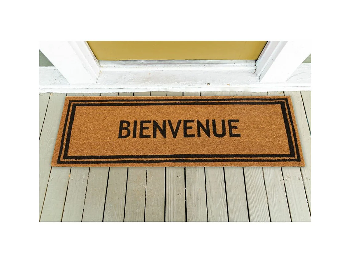 Paillasson grande taille en coco 120 x 40 cm Encadré bienvenue