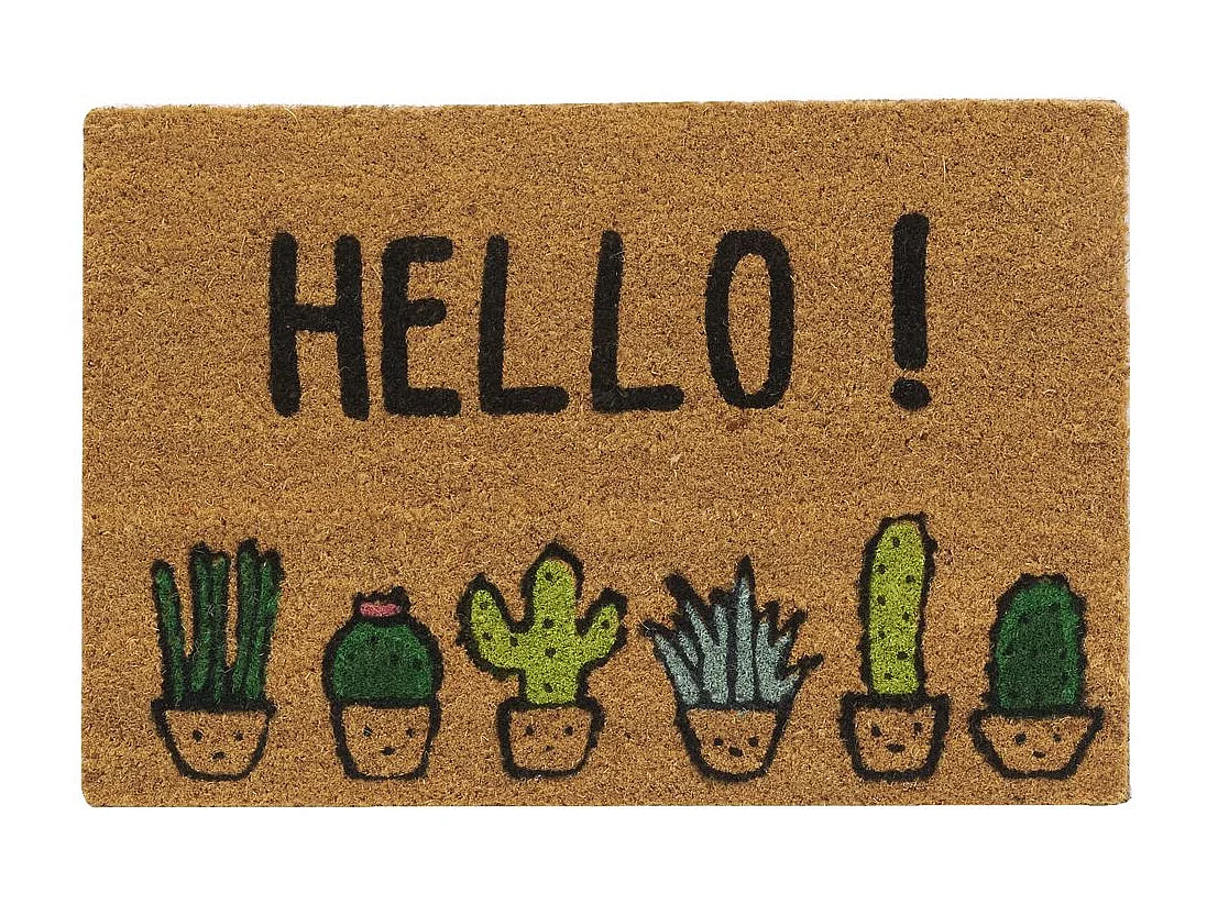 Paillasson en fibre de coco 60 x 40 cm Cactus hello