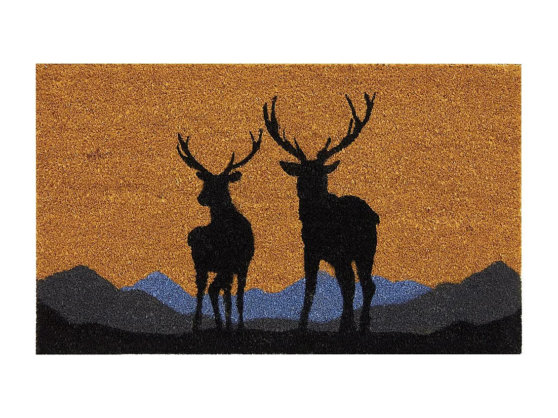 Paillasson coco intérieur extérieur 75 x 45 cm Cerfs en montagne