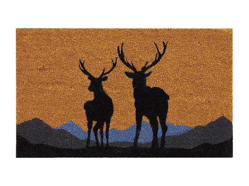 Paillasson coco intérieur extérieur 75 x 45 cm Cerfs en montagne