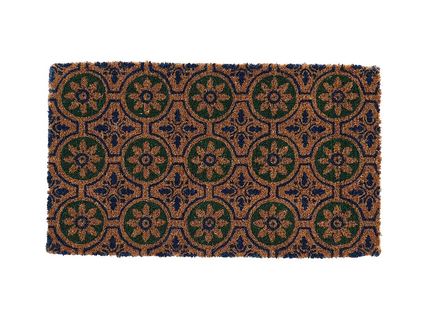 Paillasson en fibres de coco à motifs 75 x 45 cm Fleurs