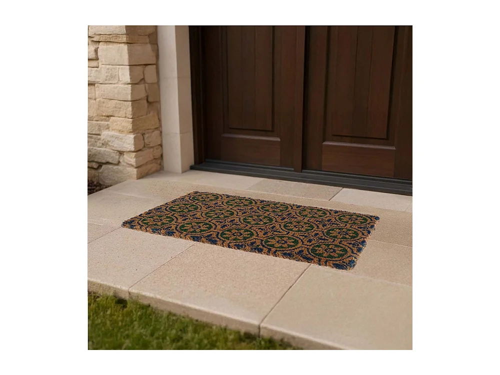 Paillasson en fibres de coco à motifs 75 x 45 cm Fleurs